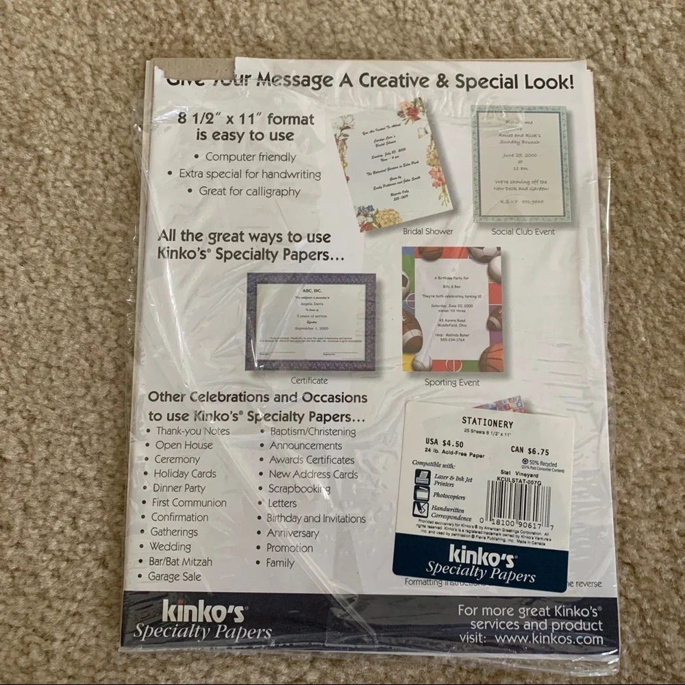 Free item: Specialty paper - Vineyard